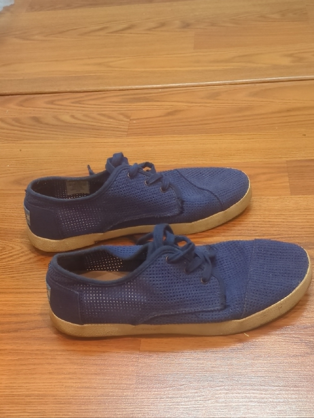 Women's Toms Navy Casual Knit Lace-Up Sneakers